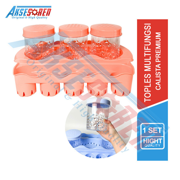 Aksesoren Wadah Kue Calista Toples Nampan 3 Beckel / Toples 1 Set / Tempat Menyimpan Makanan / Food 