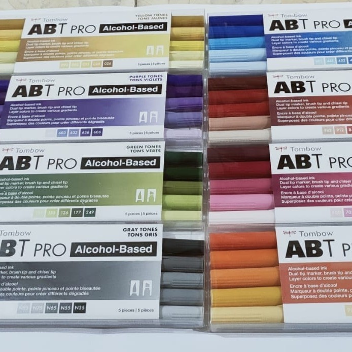 

PROMO!! -TOMBOW ABT PRO DUAL BRUSH SET 5 ALCOHOL BASE-ART MARKERS - Green Tones Ton