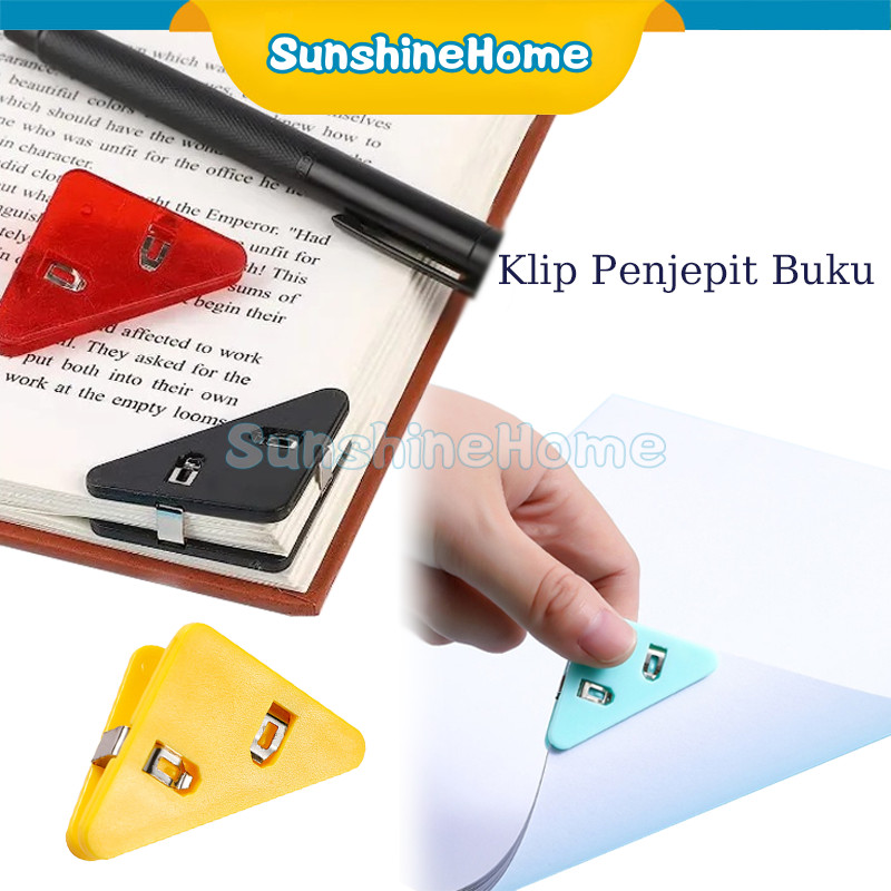 Klip Penjepit Buku / Klip Sudut Kertas Akrilik / Paper Clip Segitiga Warna-warni / Penjepit Kertas B