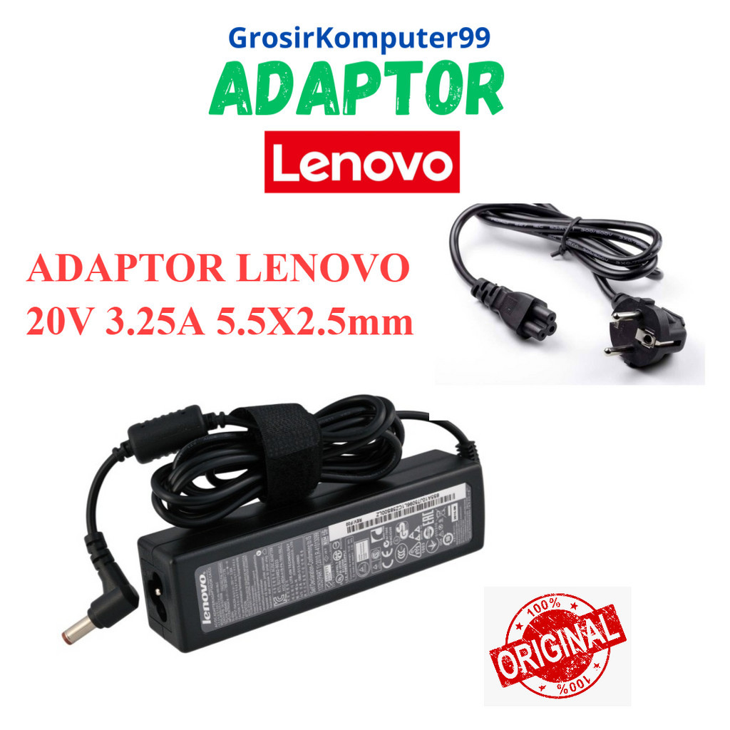 Adaptor laptop Charger Lenovo 20v 3.25A 5.5x2.5 B470 B570 B575 B575 1450 G460 G470 G475 G475 4360 G4