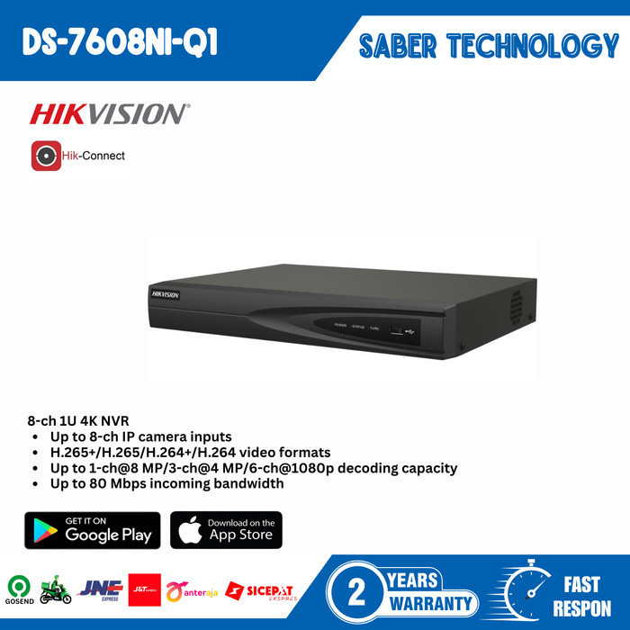 NVR 8 CHANNEL NVR HIKVISION 8 CH DS-7608NI-Q1