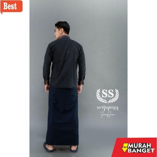 Sarung idaman- Sarung Sunan Premium Sarung Dewasa Polos Navy Putih Coklat Alat Sholat Pria