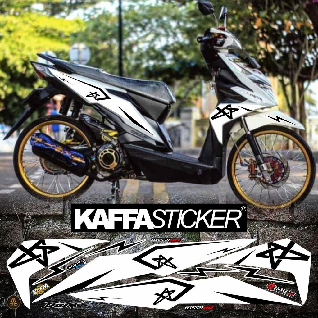 Stiker Striping Variasi Beat Esp / Beat Street Medus List Putih Hitam Polet Variasi Decal Sticker VA