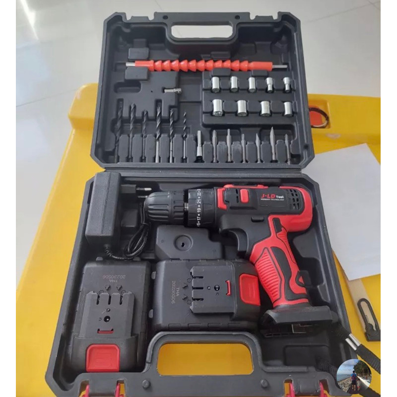 JLD 36vf Mesin bor baterai 10mm besi tembok Beton kayu impact bor - Cordless Drill bor listrik 2bate