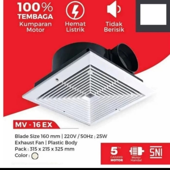 Maspion Exhaust Fan Ceiling Plafon MV-16EX 6inch 16cm MV 16 EX Garansi