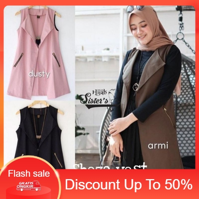 PROMO Terbaru Outher Long Tunik/Tunik Rompi Panjang/Rompi Blazer/Rompi Cardigan/SHEZA OUTER VEST IK 