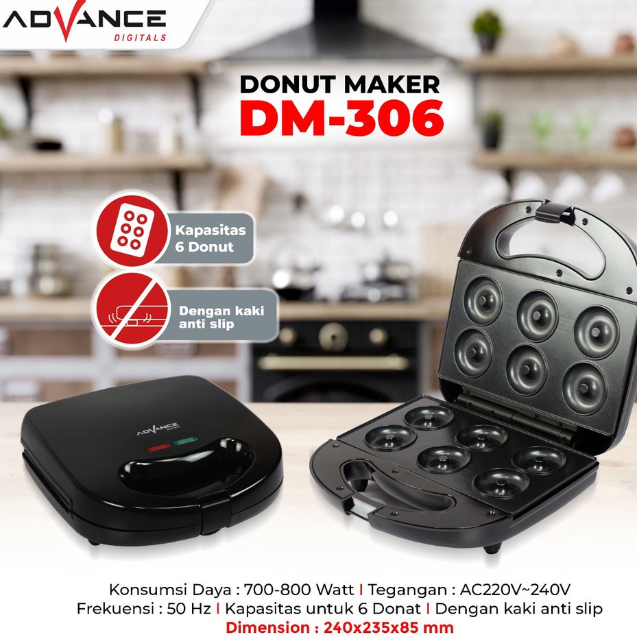 (COD+GARANSI) ADVANCE DONUT MAKER DM-306 / Alat Pembuat Donat / alat GRILL pemanggang Advance GM306