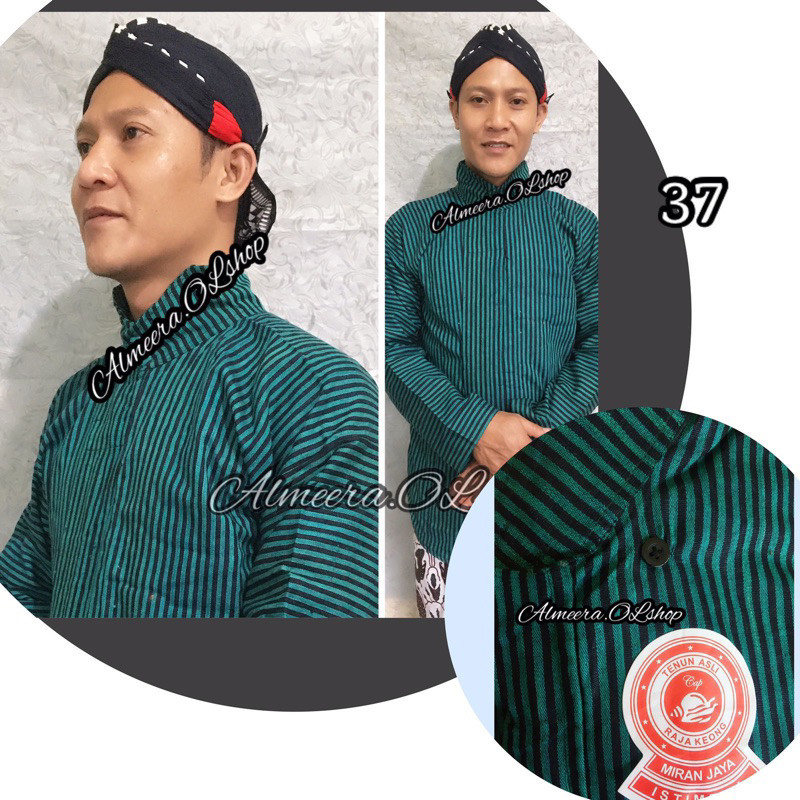 LURIK JAWA baju jawa surjan lurik hijau tosca