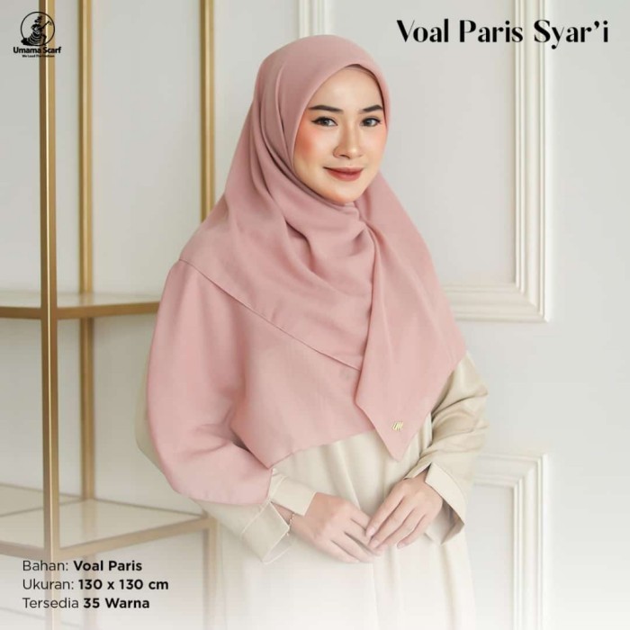 Jilbab Voal Paris Syari Umama Scarf Metal Logo Jahit 120 x 120 cm - ASH GRAY