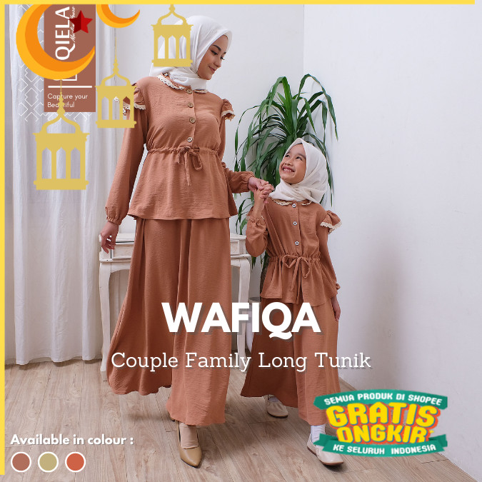 WAFIQA by Aqiela Muslim House one Set Atasan dan Rok Couple Mom & Kids Set Keluarga Mom and Kids Ata