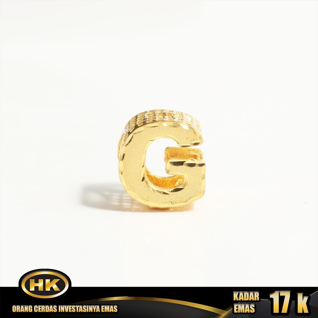 Liontin Emas 17K - Huruf G - HK Gold