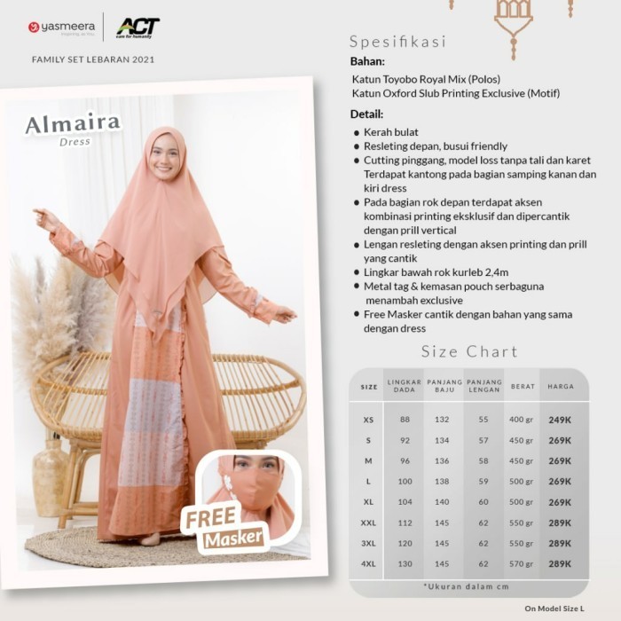 SARIMBIT FAMILY ALMAN ALMAIRA A04 YASMEERA GAMIS DAN KOKO - Koko Anak, L