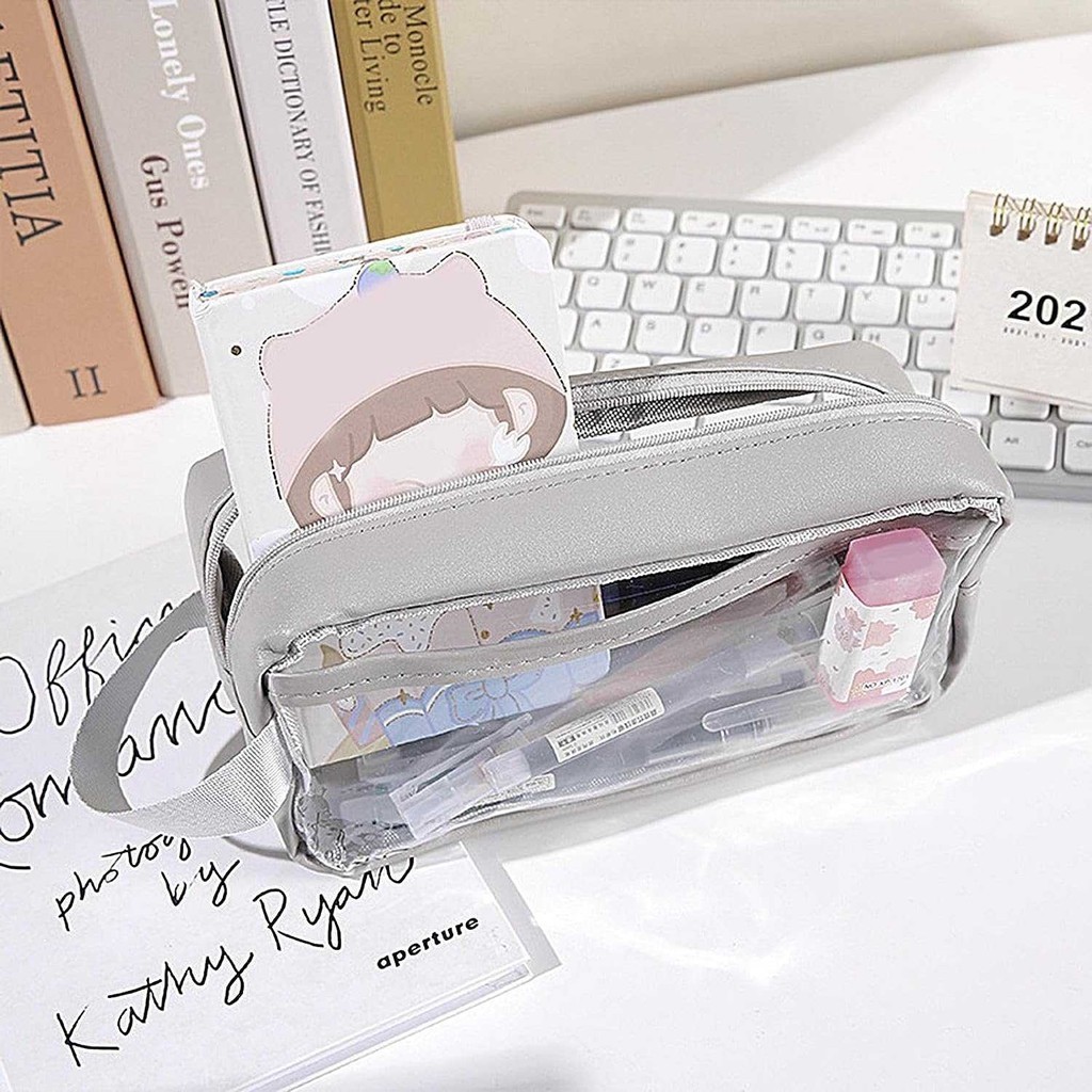 

WAASOSCON Tempat Pensil Waterproof Clear Zipper Bag Pencil Case - WA21