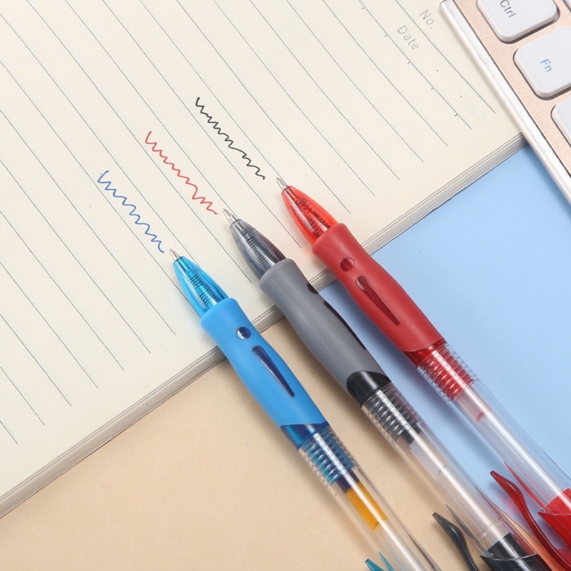 

Pulpen ts standard cetekan transparant pena gel 0.5mm alat tulis kantor sekolah pen pencet tinta cair bolpoint polos murah keren