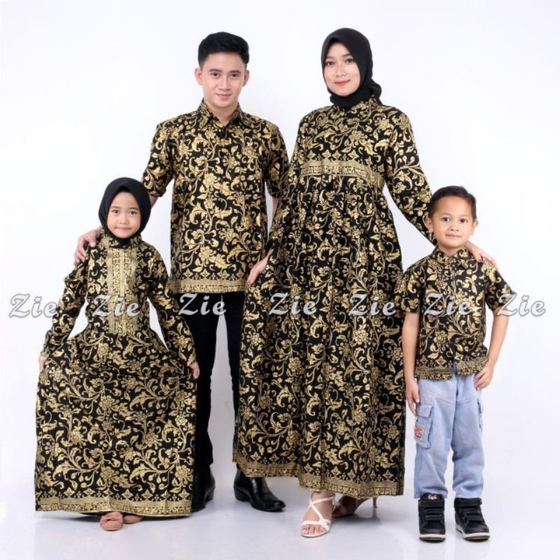Baju COuple Idul Fitri Murah / BAJU BATIK COUPLE KELUARGA MOTIF EMAS