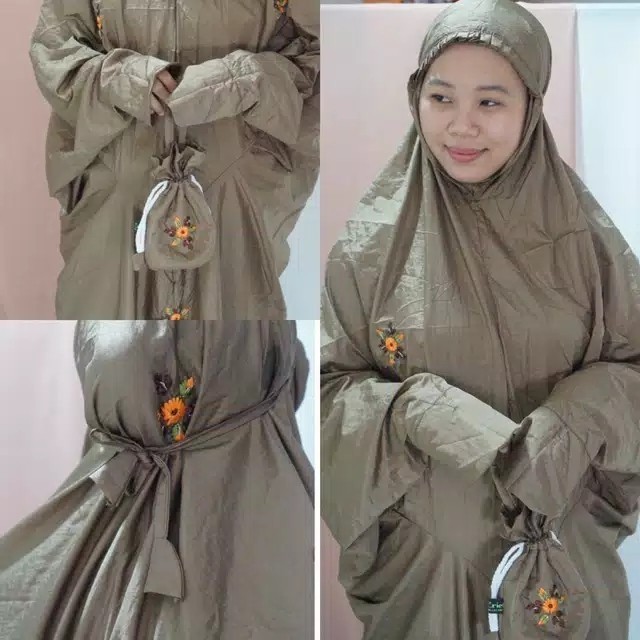 mukena terusan parasut - Putih, TERUSAN