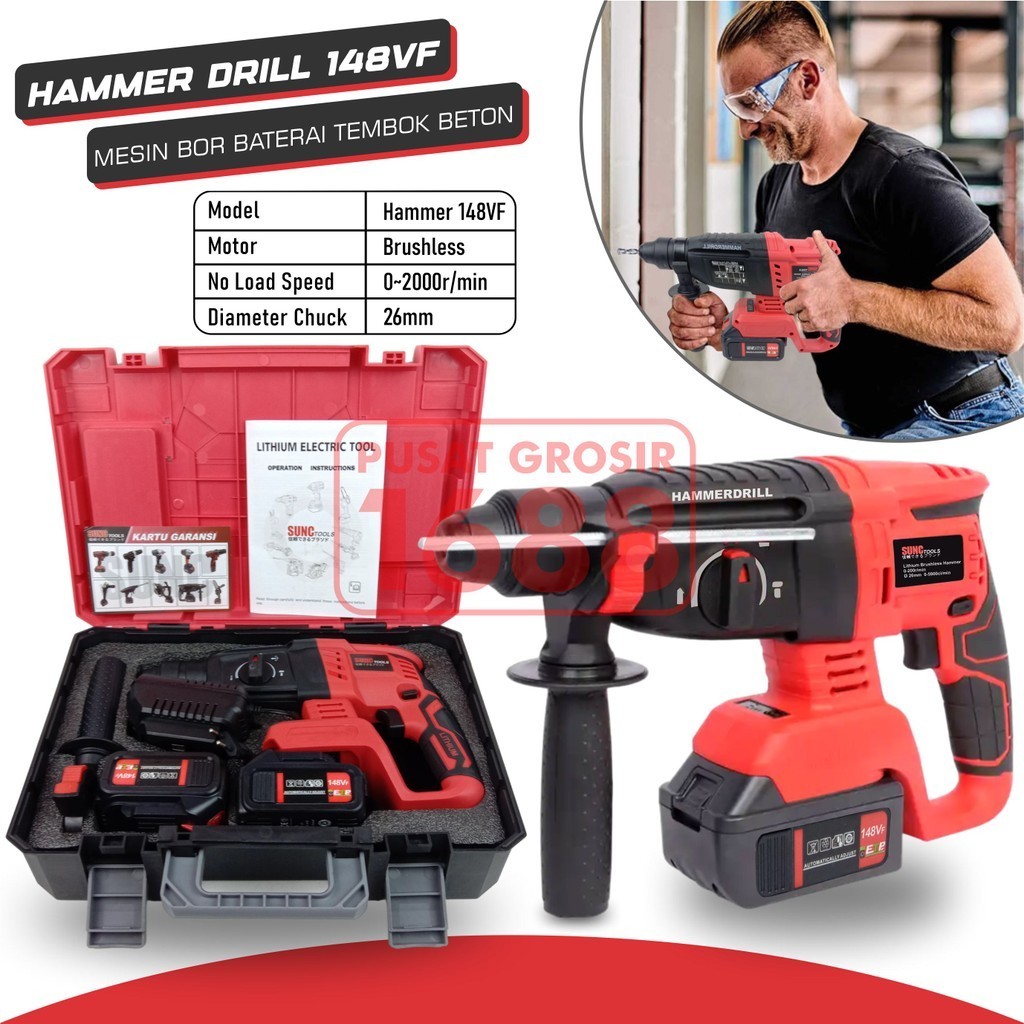 Mesin Bor Beton Hammer Drill Baterai
