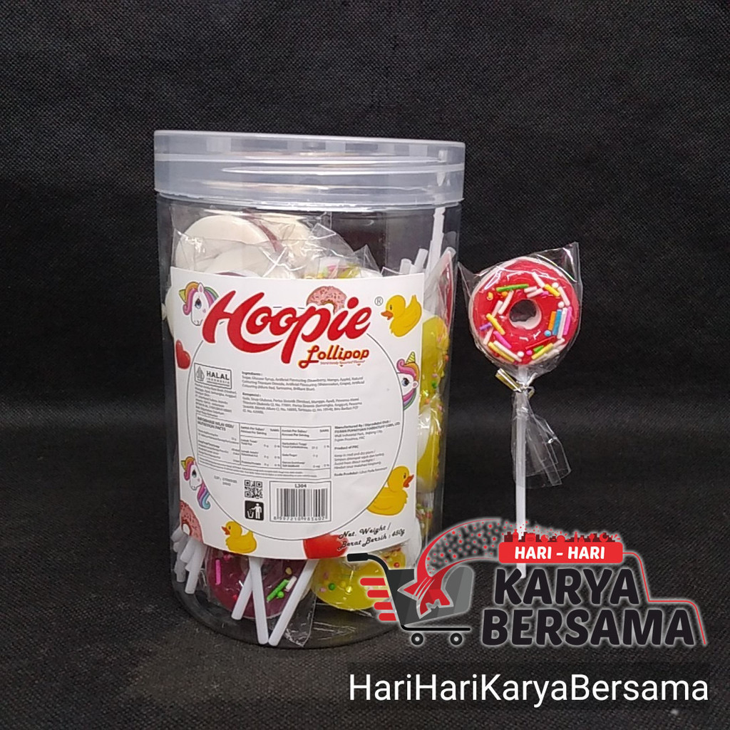 

HOOPIE LOLLIPOP HARD CANDY L304 BENTUK DONAT TOPLES ISI 30'S