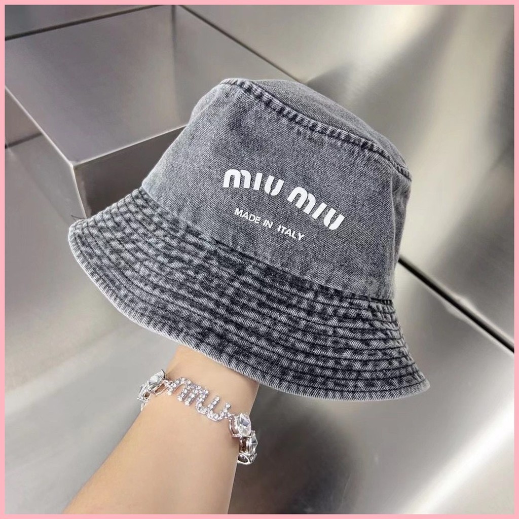High Version Miu Retro Denim Fisherman Hat Women's Autumn Fashion Versatile Anti-UV Large Brim Sunsh