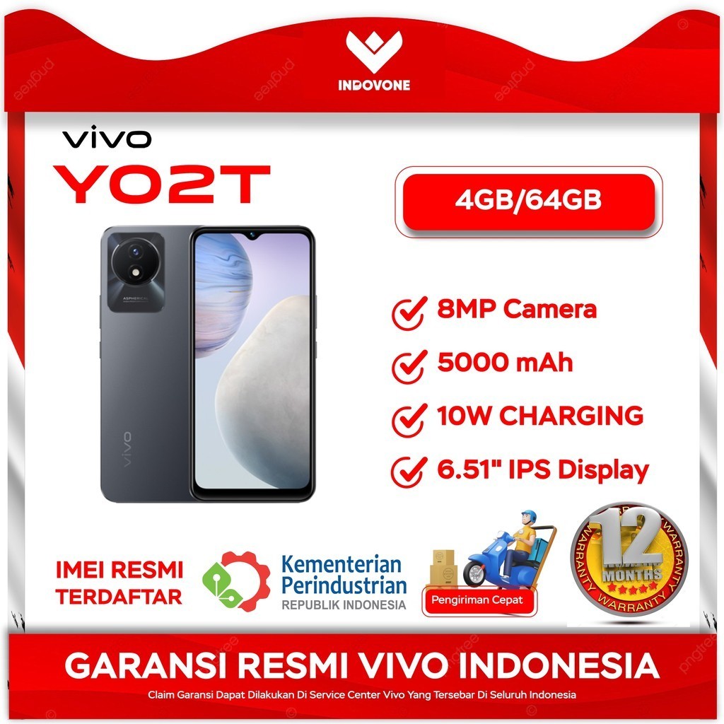 Vivo Y02t Ram 4/64GB - Garansi Resmi