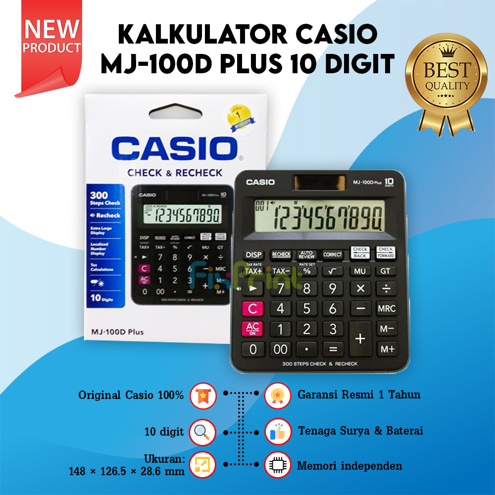 

Kalkulator Casio MJ-100D Plus 10 Digit Check & Correct Calculator MJ 100D PLUS Office Meja Mini New Original