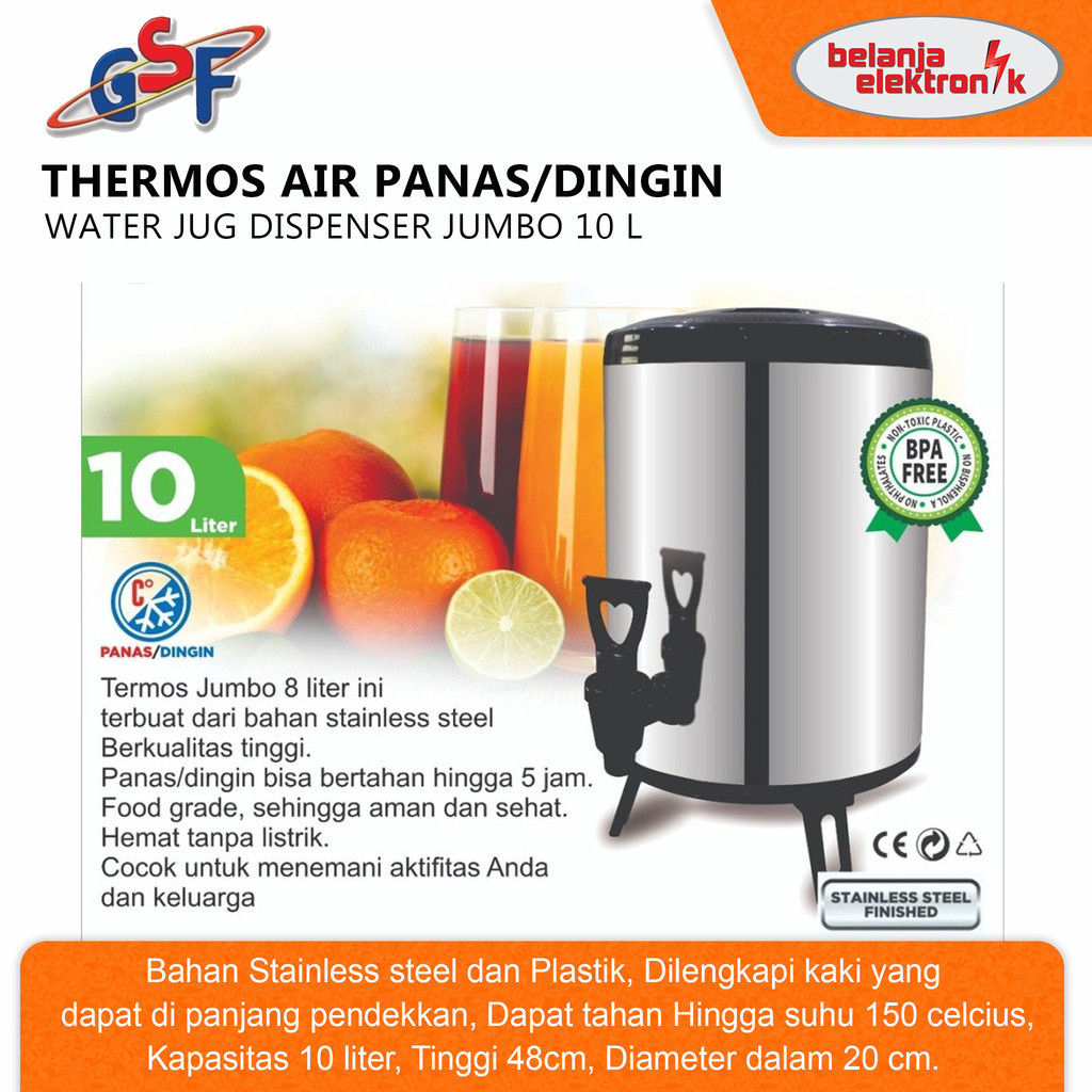 Thermos Air Panas/Dingin Water Jug Dispenser Jumbo 10 Liter GSF G-4510