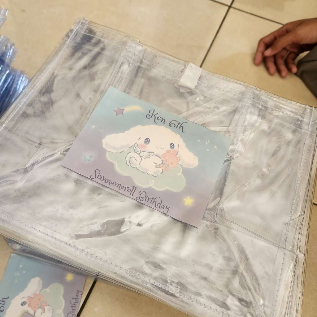 

10 Pcs Tas Ulang Tahun Anak Ukuran 27 x 18 x 20 (Muat Bento) Goodie Bag Souvenir Mika Bening Transparan Tote Bag Hempers Wedding