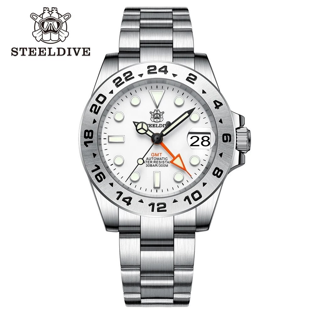 Jam Tangan Pria STEELDIVE Official GMT SD1992 Fashion Watches Steel Bezel 4 Pointers NH34 Movement S