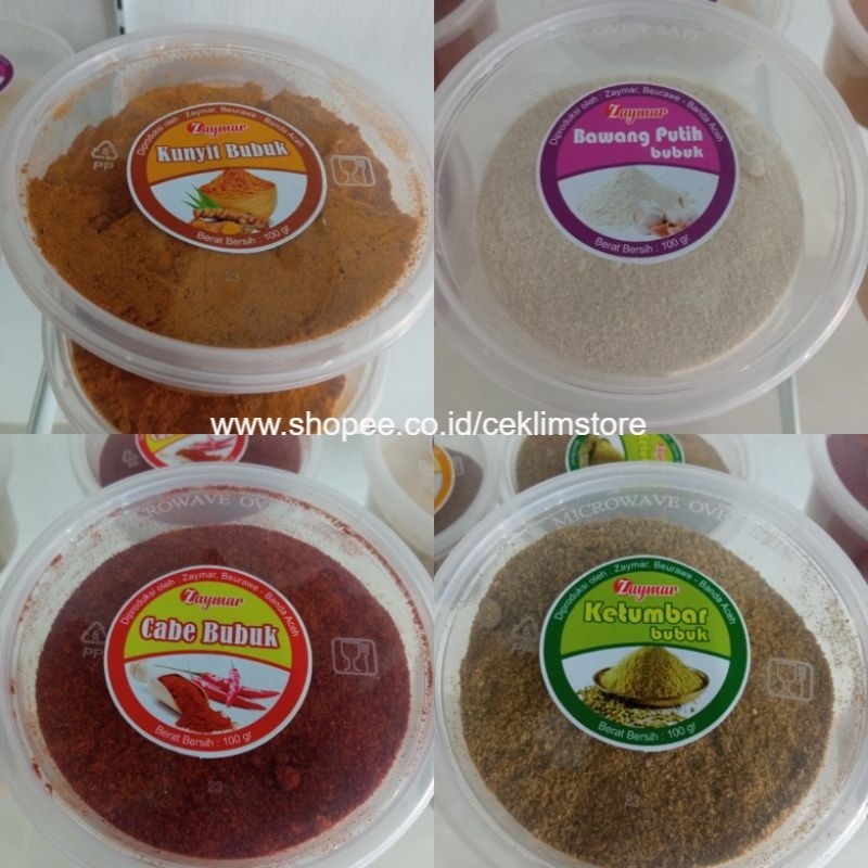 

Zaymar Bumbu Dapur | Bubuk Cabe, Kunyit, Ketumbar Dan Bawang Putih Premium 100 Gr