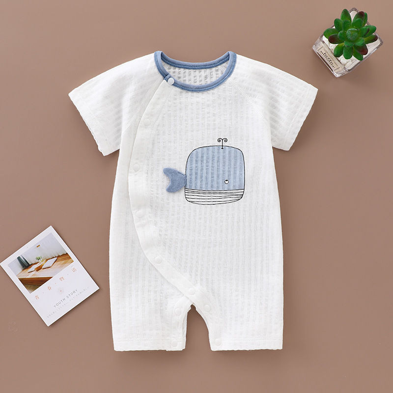 Baby short sleeved jumpsuit summer pure cotton thin internet famous newborn baby pajamas, jumpsuits,