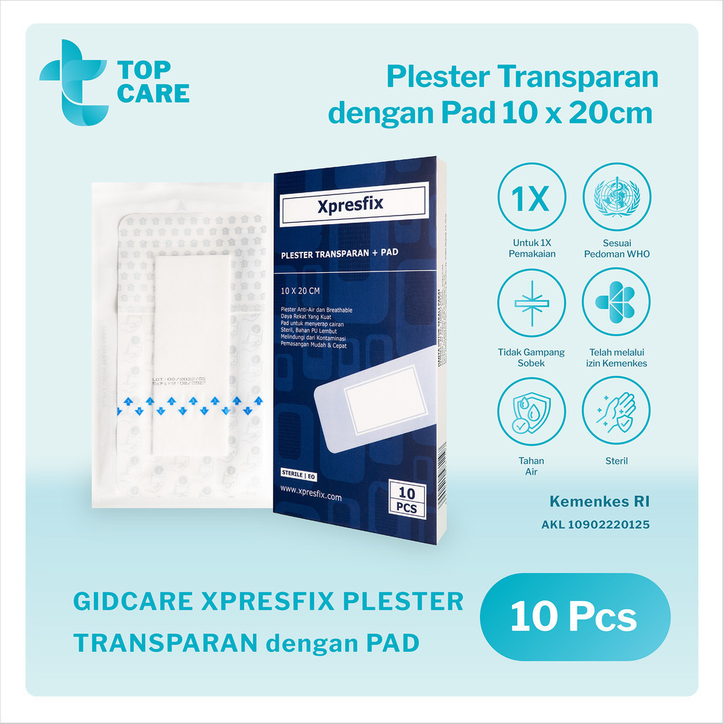 Gidcare Xpresfix Plester Transparan Dengan Pad 10x20 cm [10 pcs]