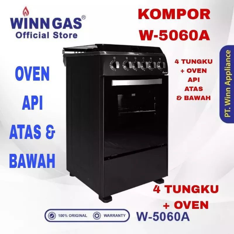 KOMPOR GAS FREE STANDING 4 TUNGKU + OVEN WINN GAS W  _  5060A