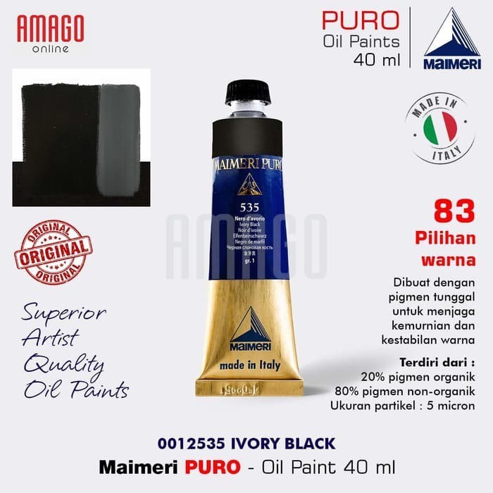 

MAIMERI Puro - Oil Paint - Ivory Black - 40ml - M0012535