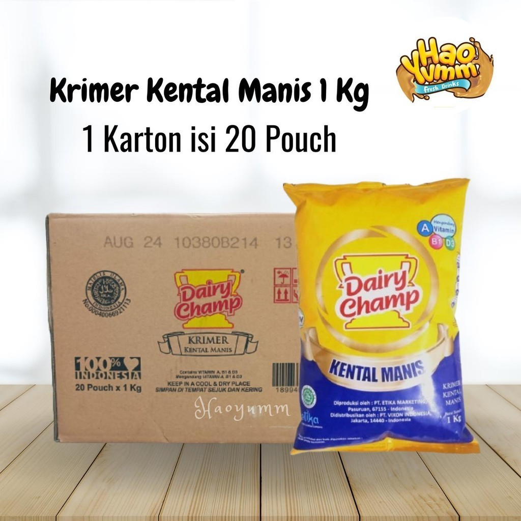 

Dairy Champ Krimer Kental Manis 1 Karton Isi 20pcs (Kemasan Pouch 1Kg) [HAOYUMM]