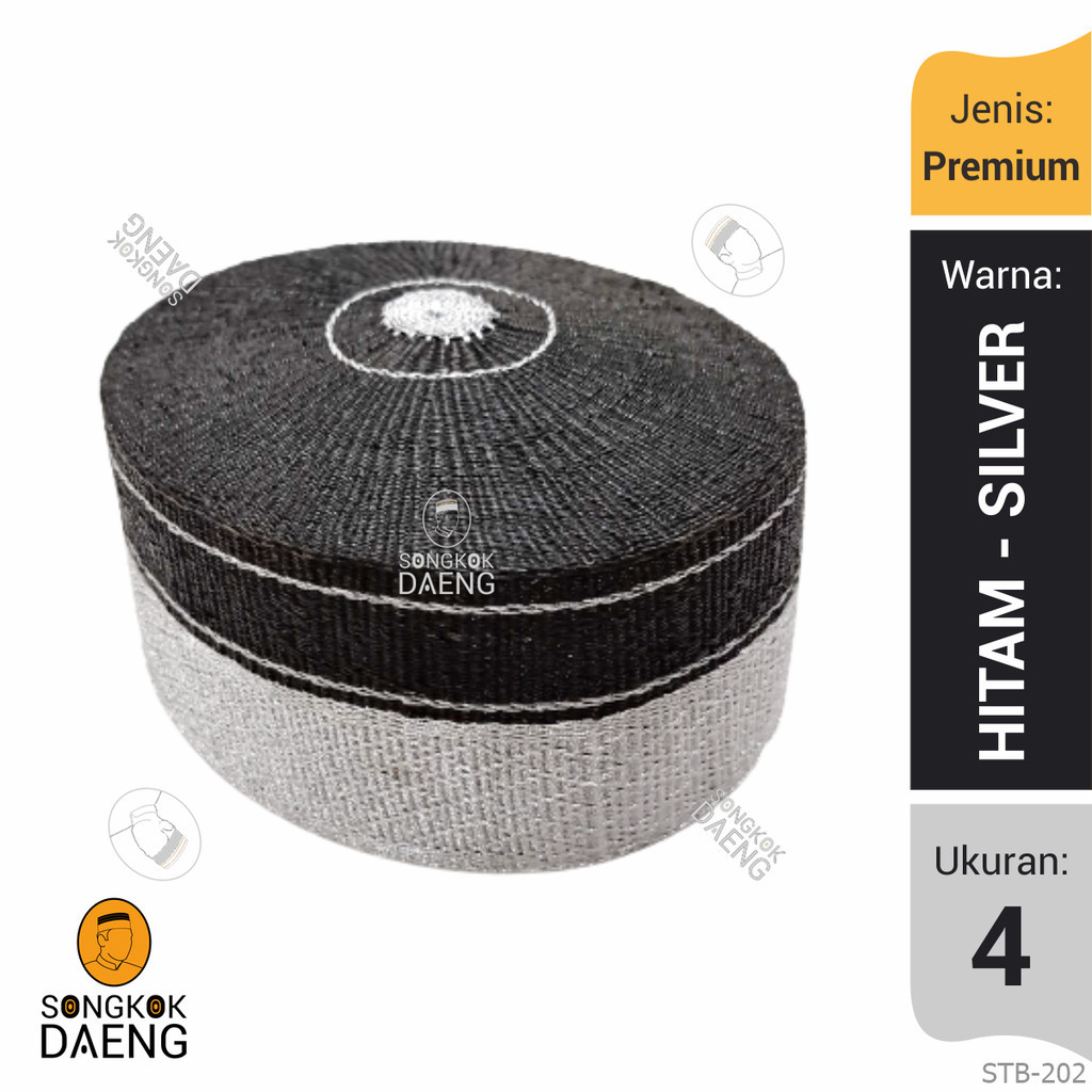 Songkok Peci Daeng Recca Adat Khas Bugis Makassar Seri Premium Hitam-Silver STB-202