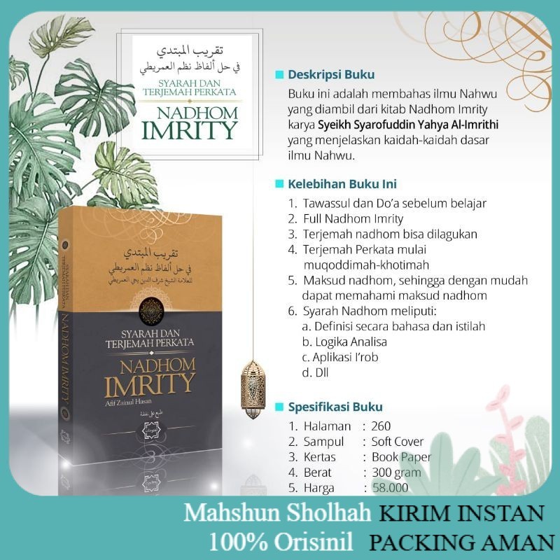 Terjemah Kitab Imrity Makna Perkata + Penjelasan, Taqribul Mubtadi, Syarah & Aplikasi I'rob, Logika 