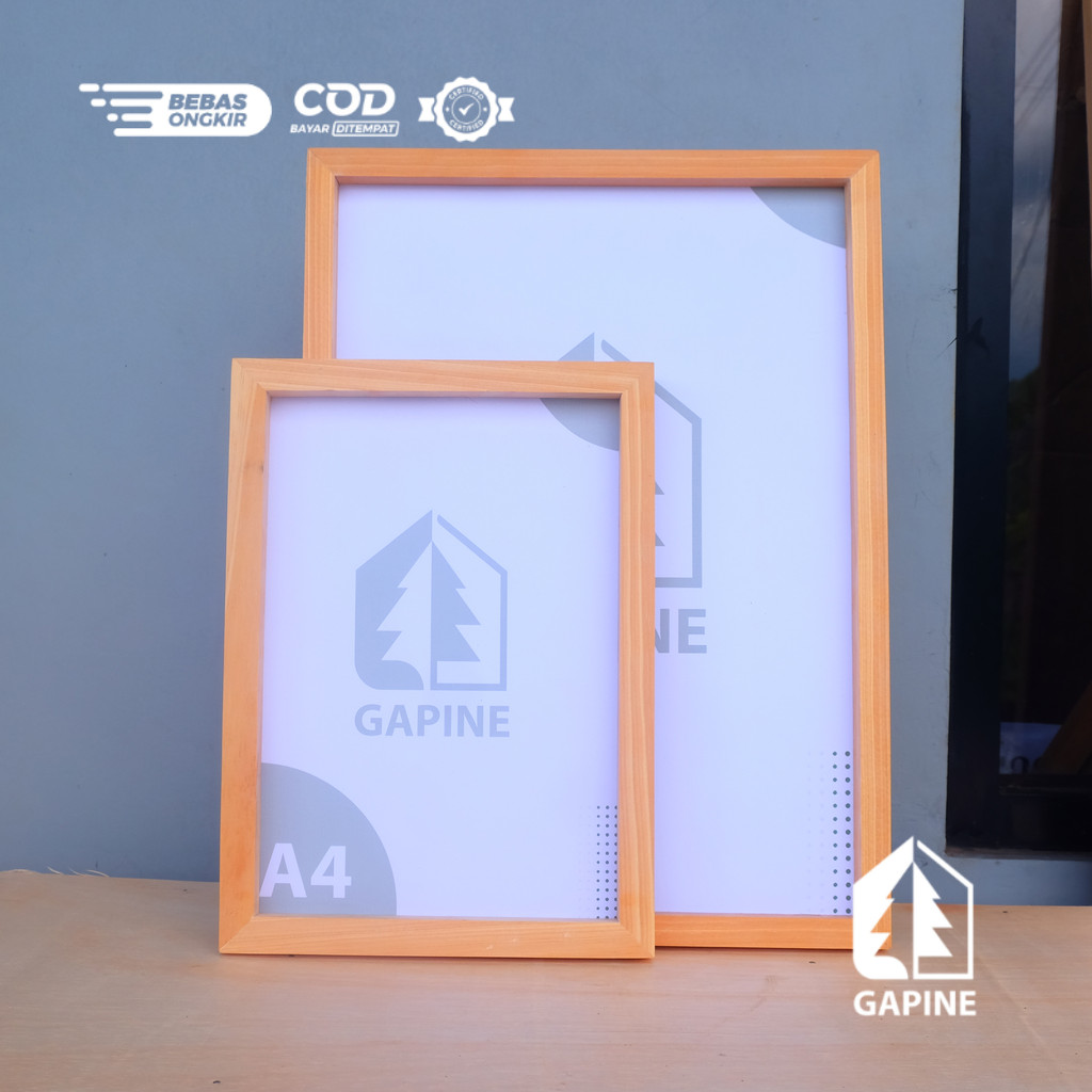 Gapine - Pigura Kayu A4 / Bingkai Kayu / Frame Kayu Jati Belanda