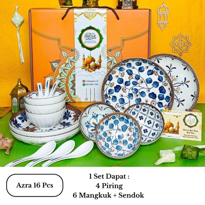 

[[New Arrival]]- ( HAMPERS LEBARAN ) Mangkok Piring set premium peralatan makan / Mang - Azra Set 16 pcs