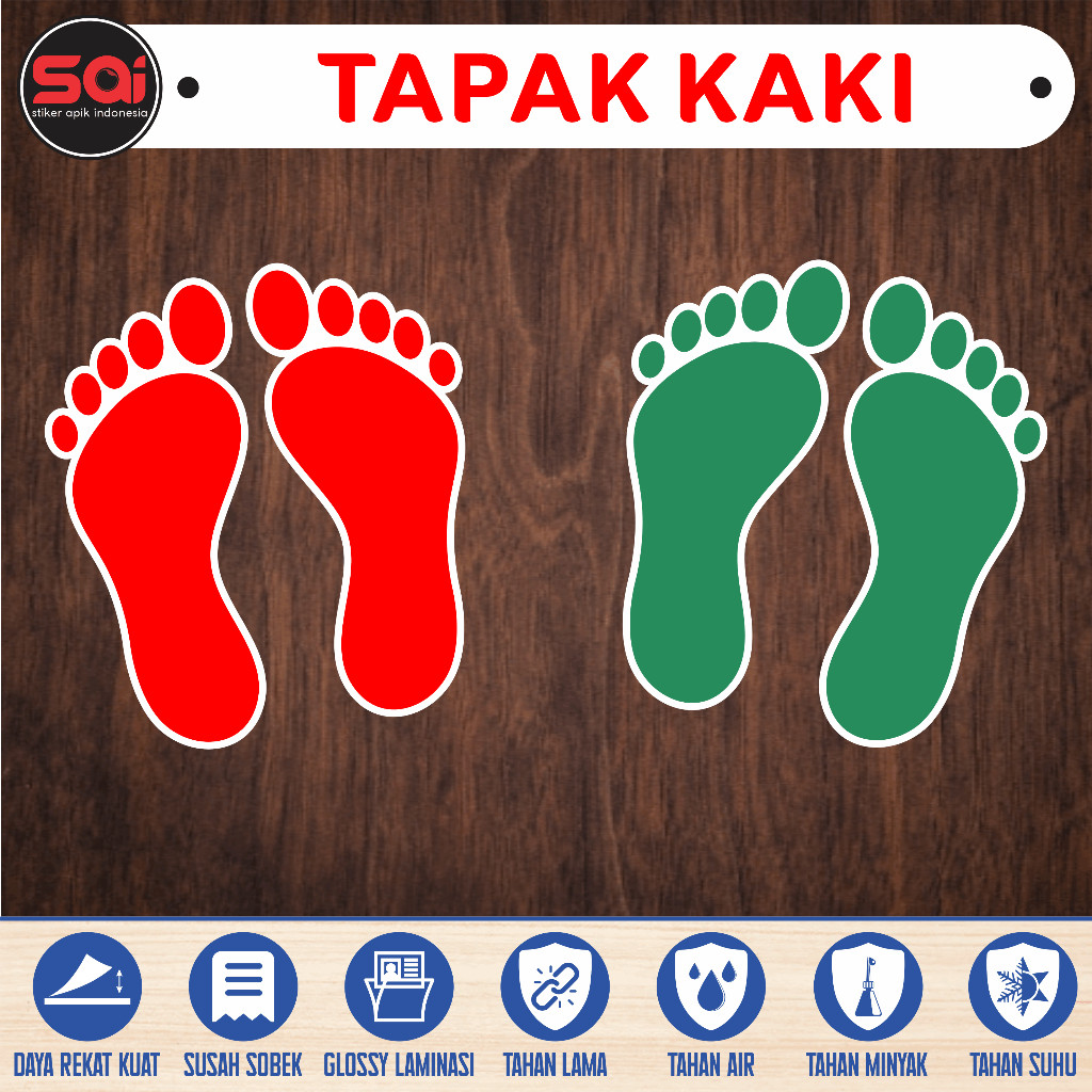 

stiker vinyl anti air/waterproof TELAPAK / TAPAK KAKI TANGGA - LANTAI laminasi glossy