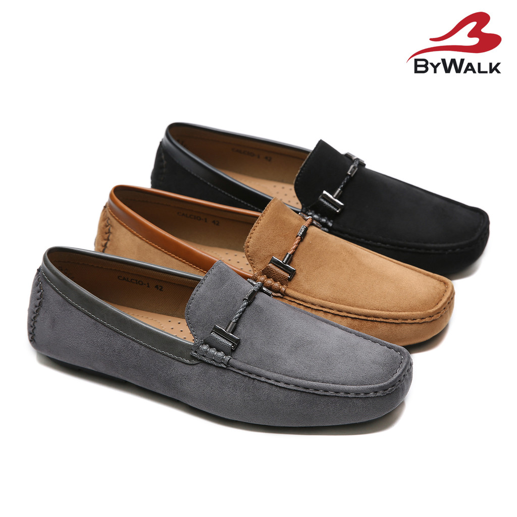 BYWALK CALCIO1 Sepatu Loafers Pria Formal Casual Moccasin Slip On Kerja Bludru Hitam