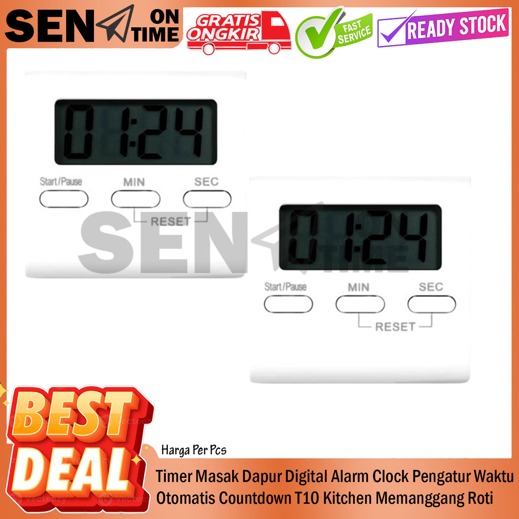 Timer Masak Dapur Digital Alarm Clock Pengatur Waktu Otomatis Countdown T10 Kitchen Menggoreng Memas