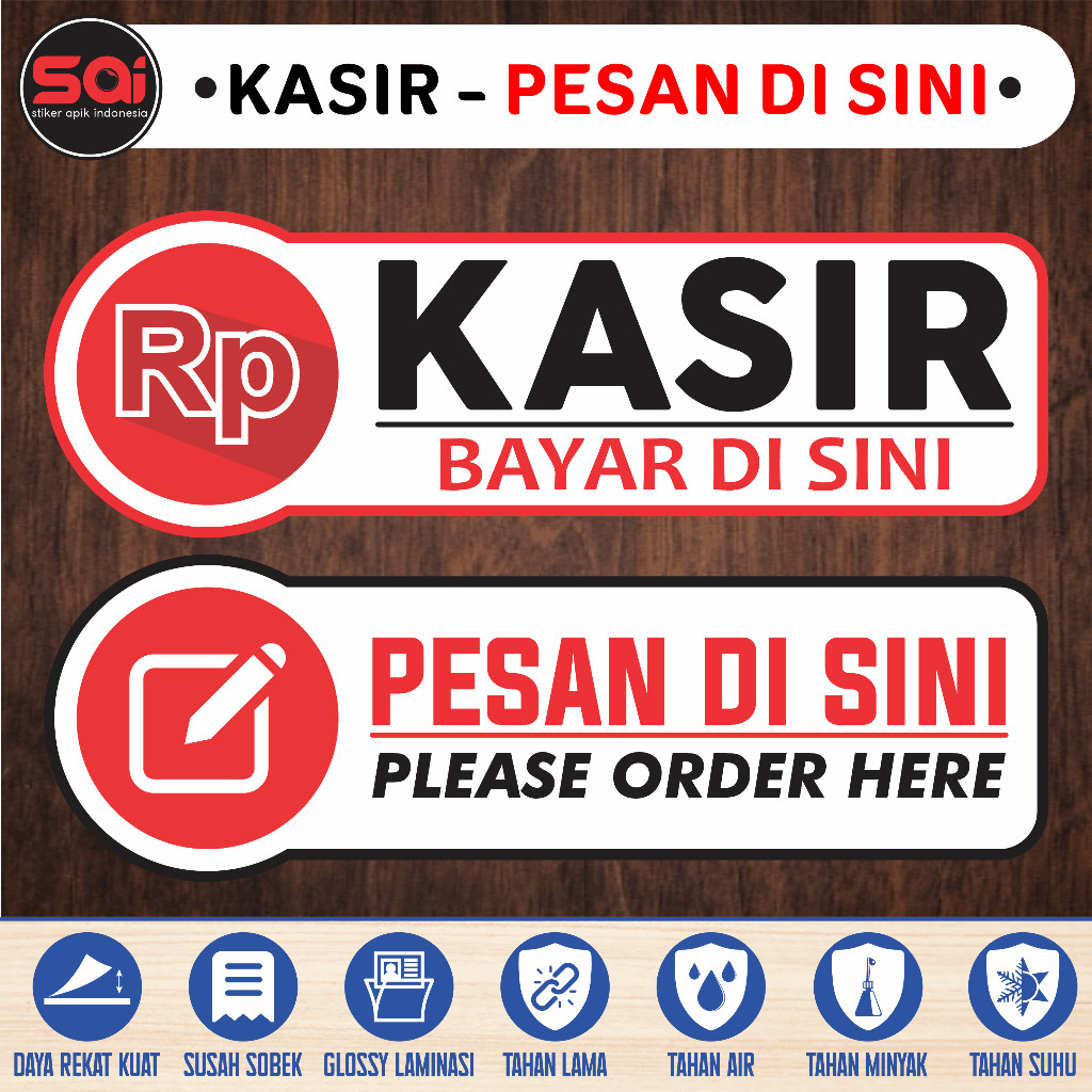 

STIKER VINYL KASIR - PESAN DI SINI LAMINASI GLOSSY