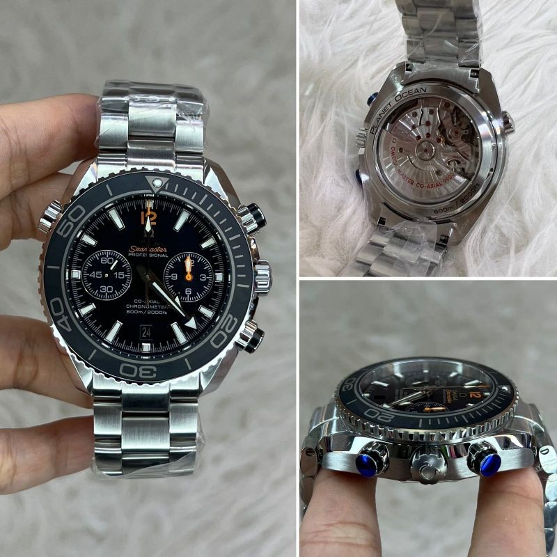 OMEGA SEAMASTER PLANET OCEAN SILVER BLACK AUTOMATIC SUPER SWISS OM FACTORY