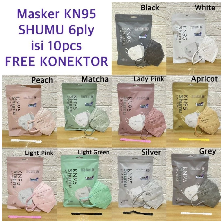 MASKER KN95 SHUMU 6PLY ISI 10LEMBAR KONEKTOR HIJAB