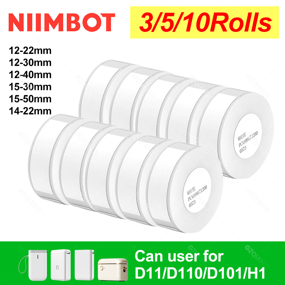 

Niimbot D11 D101 D110 Offical Label Sticker Paper Rolls Various sizes of White Color Label Papers 3 5 10 Rolls for Printer USE