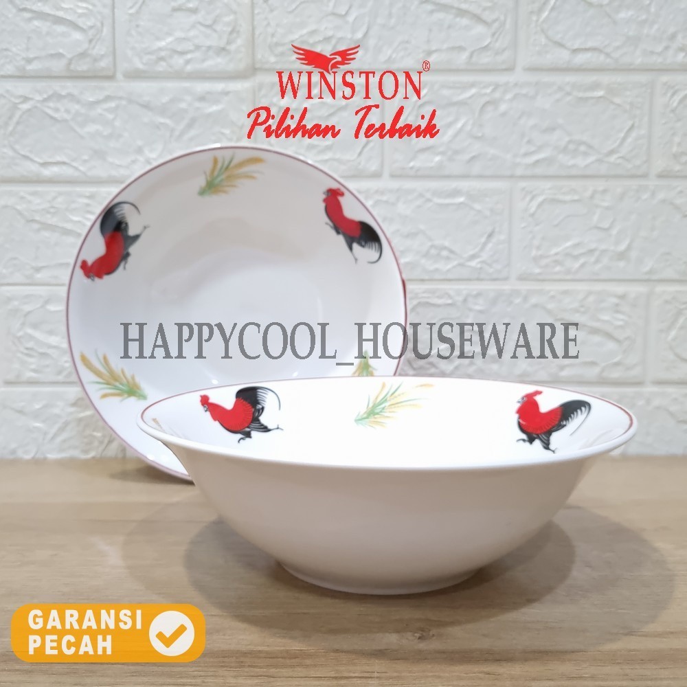 WINSTON 1pcs Mangkok Keramik 9in AYAM KLASIK Mangkok Makan Mangkok Jumbo 23cm
