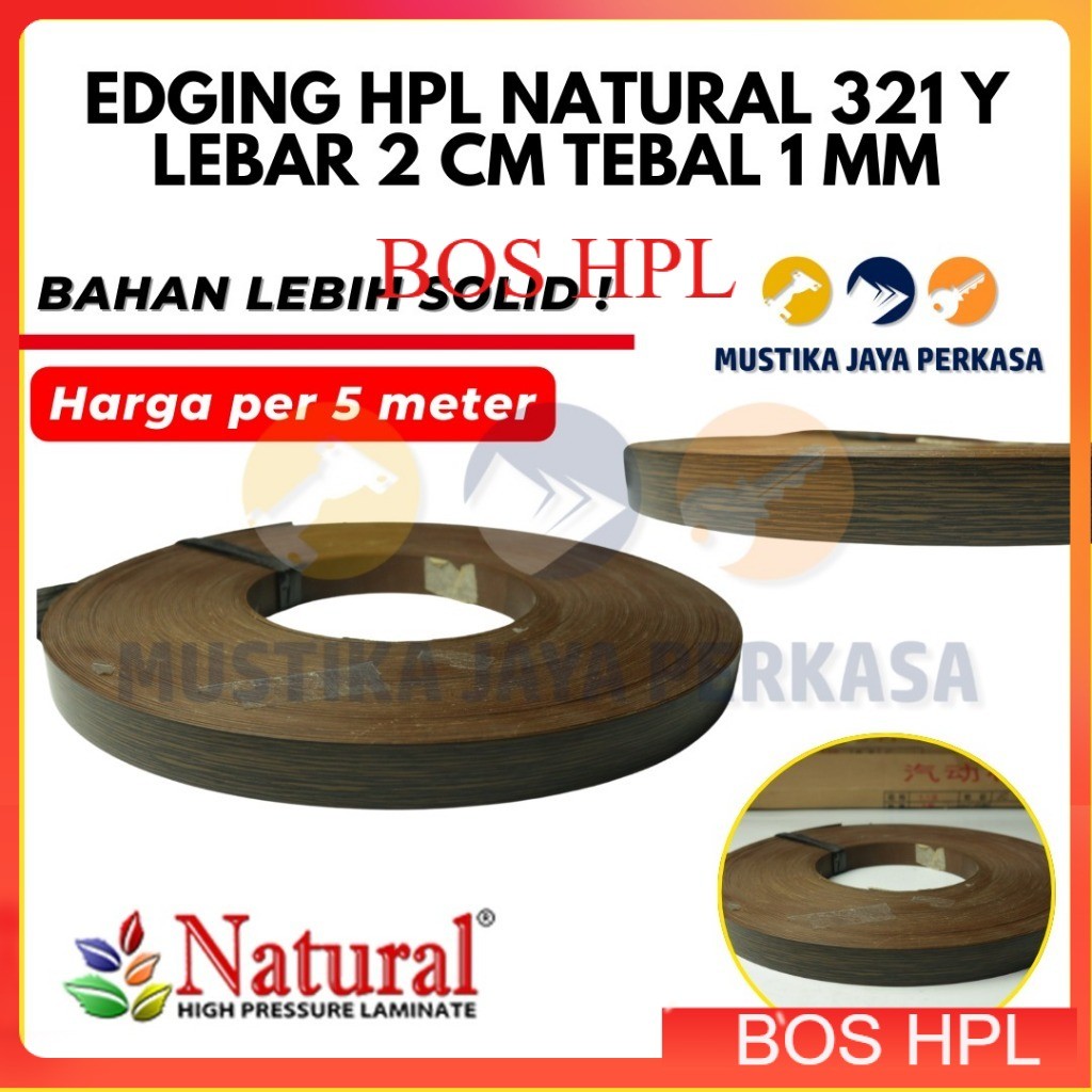 Per 5 Meter Edging HPL Natural NE 321 Y 1x22mm 2 CM Motif Woodgrain