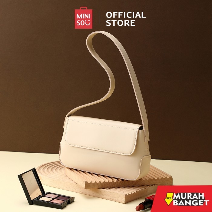 tas selempang wanita simple elegan MINISO Tas Selempang Crossbody Bag Tas Wanita Hitam PVC Tahan Air