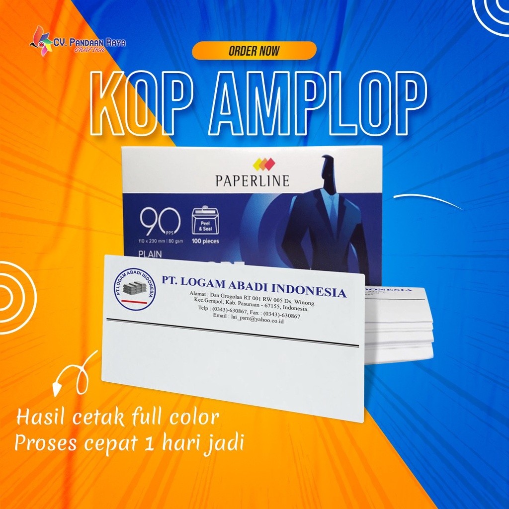 

Cetak Kop Amplop Besar (11 x 23 cm) 90 PPS 80 gsm - Chayra