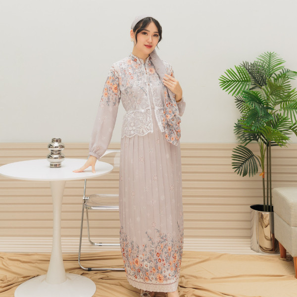 H-NA by HANA Ceruty Brukat Dress Lebaran + Kerudung